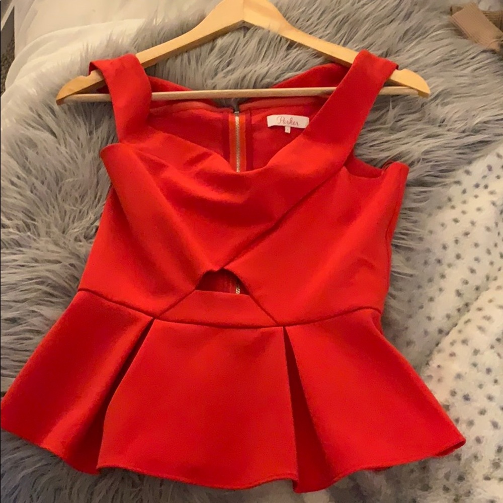 Parker red peplum top